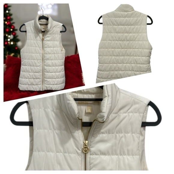 MICHAEL KORS FULL ZIP LIGHTWEIGHT VEST SMALL BONE - Picture 1 of 12